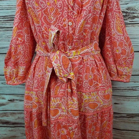 NWT Cleobella Womens Medium Blossom Print Violet Midi Boho Off Shoulder Dress - Picture 6 of 10